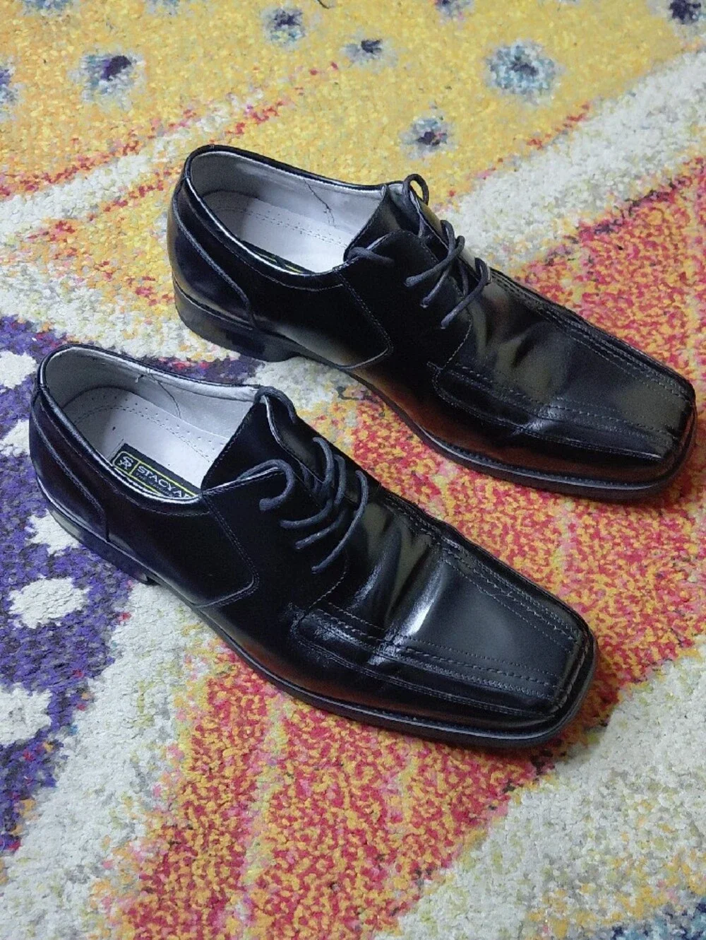 Stacy Adams Shiny Black Lace-Up Dress Oxfords